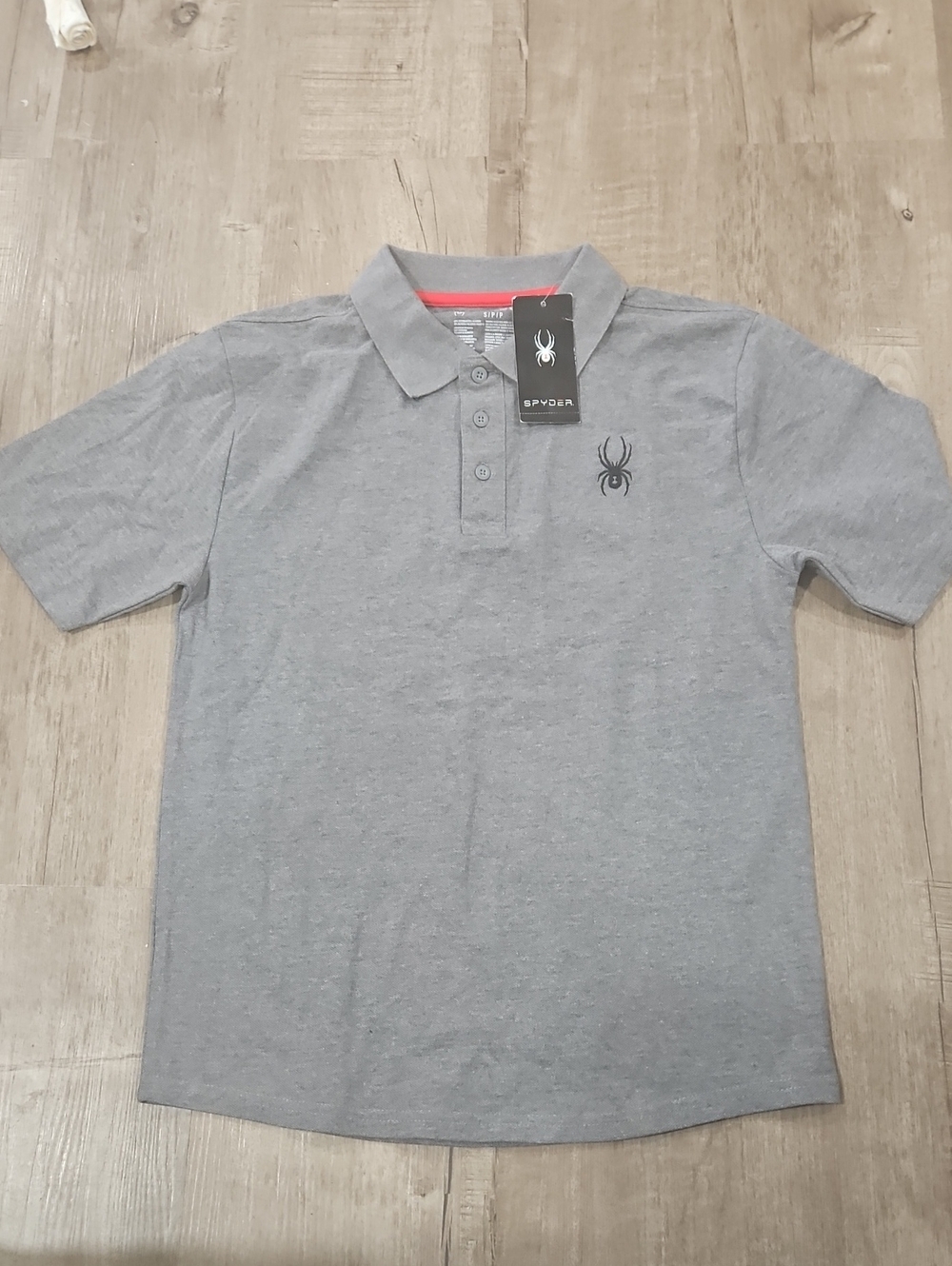 Spyder Boys' Light Gray Polo with Black Spider Logo. NWT Bin 23